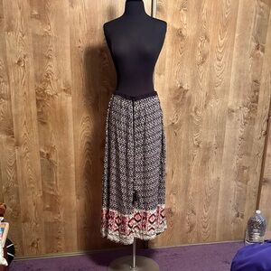 Bohemian Black and Red Patterned Maxi Skirt